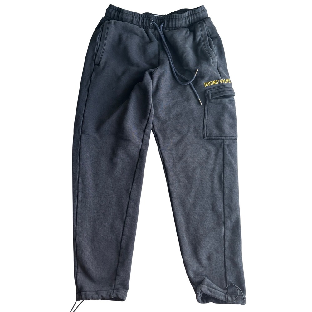 Puma Distinct Life Mens Cargo Sweatpants Black Joggers Small Bungee Hem Casual